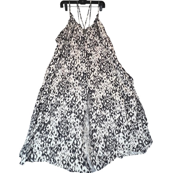 Anthropologie Dresses & Skirts - Anthropologie Midi Dress Women XS Black White Animal Print Strappy Boho Slit